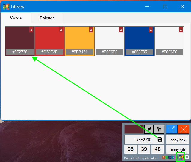 Check saved colors in Libraray